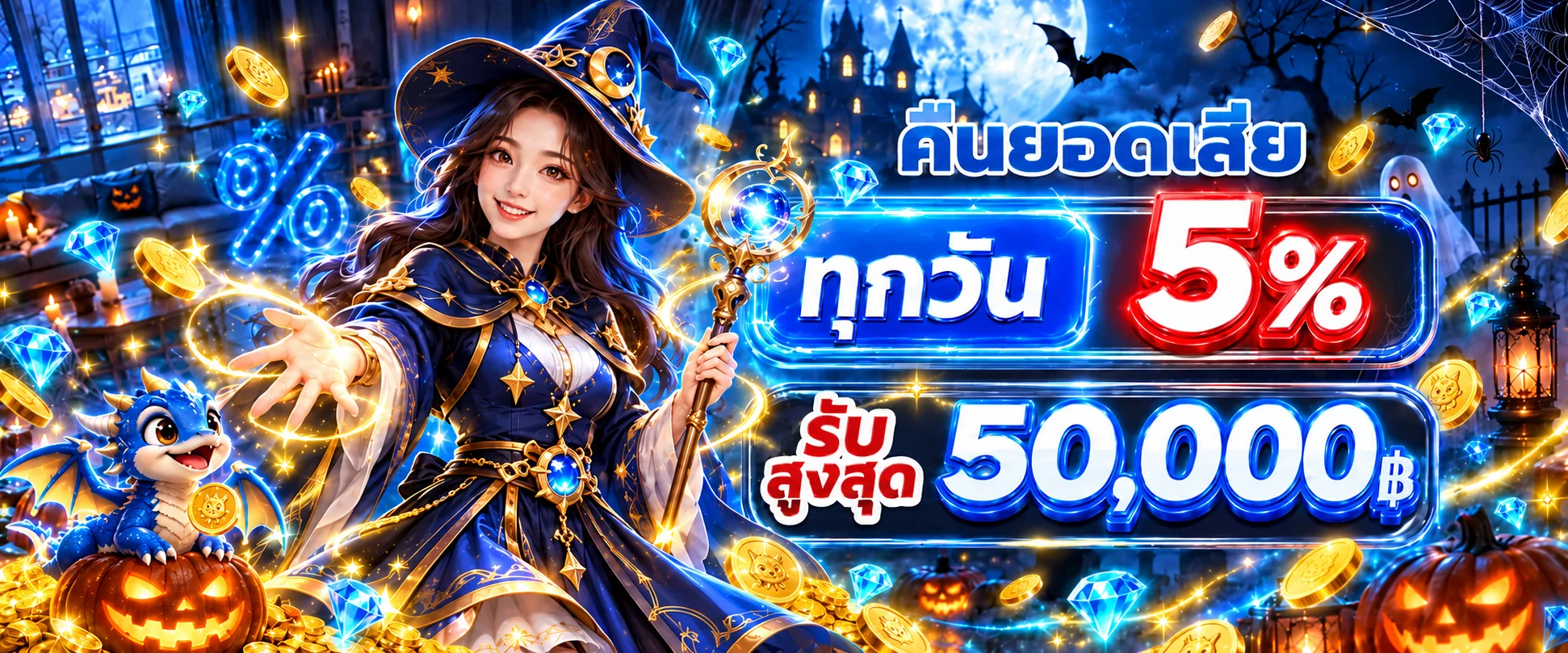 SIX19 โปรโมชั่นคืนยอดเสียธีมแฟนตาซีสีน้ำเงินทอง
